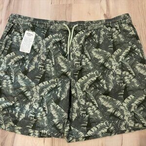 Izod Saltwater Mens 2XL Stretch Fit Tropical Green Relaxed Swim Shorts W/Elastic